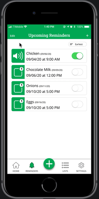 Creating reminders for specific items