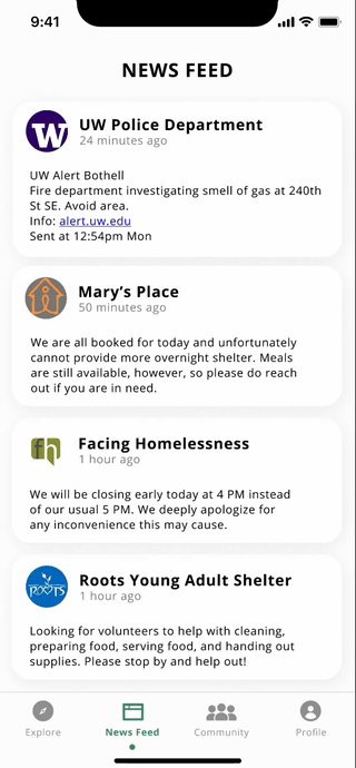 News feed on Homemore