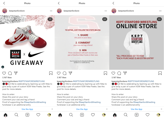 mobile screens for the hypothetical social media giveaway