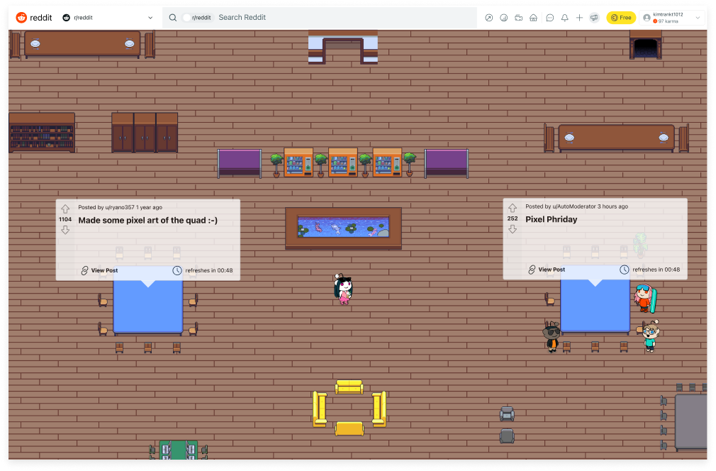 first screen a user sees logging onto SnooVille